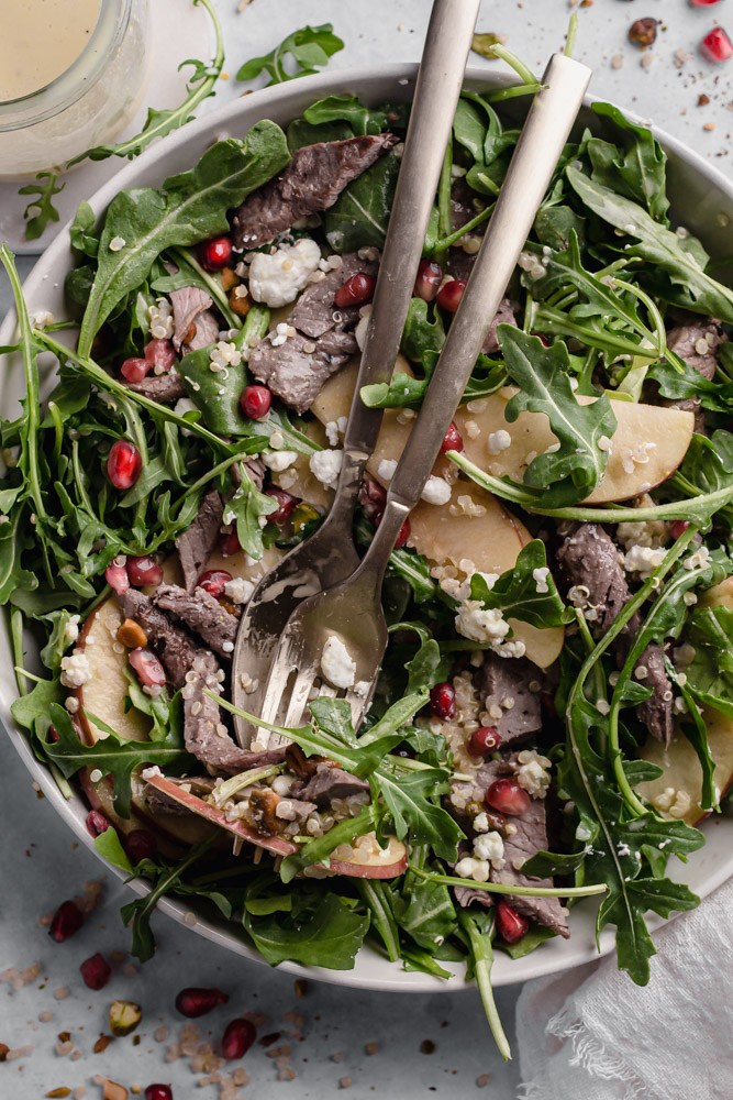 Pomegranate Quinoa Arugula Salad with Steak
